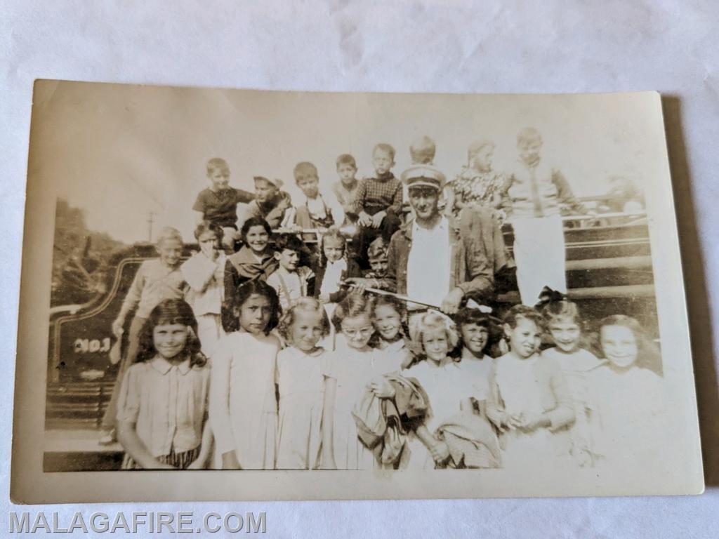 At the Old Fire Hall on Harding Hwy by the lake with students from Malaga School.
Chief Ralph Jianotti 1948